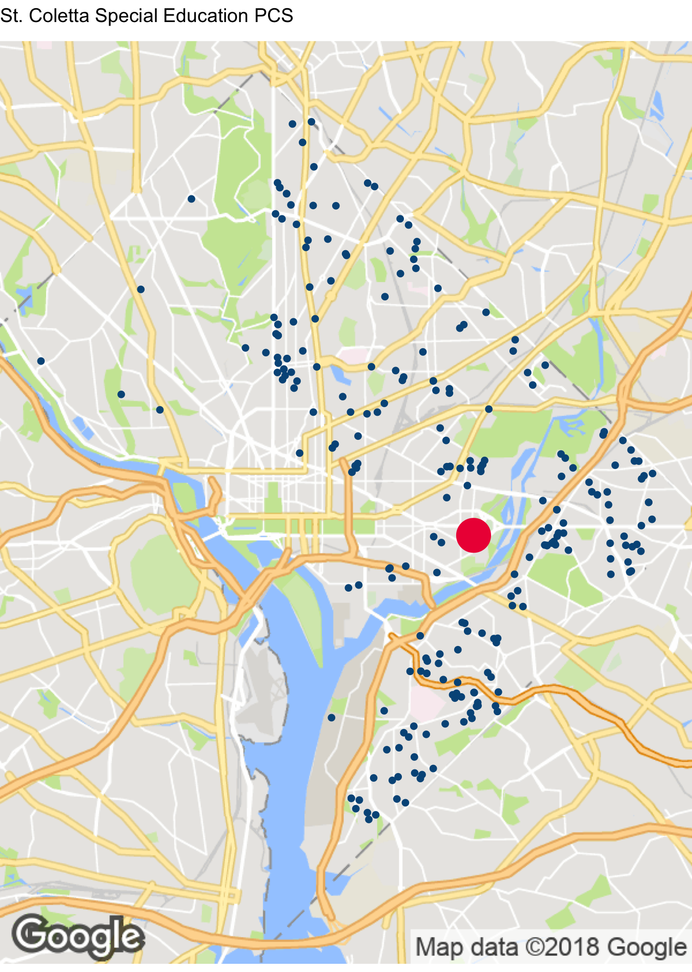 St Coletta Special Education PCS Student Location Map DC PCSB